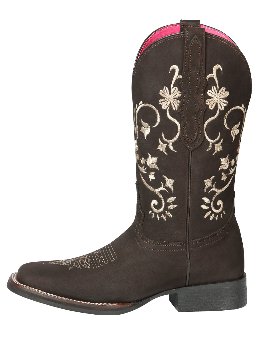 Bota Vaquera Rodeo Mujer El General Piel Nobuck Bovino Café - Modelo 44642