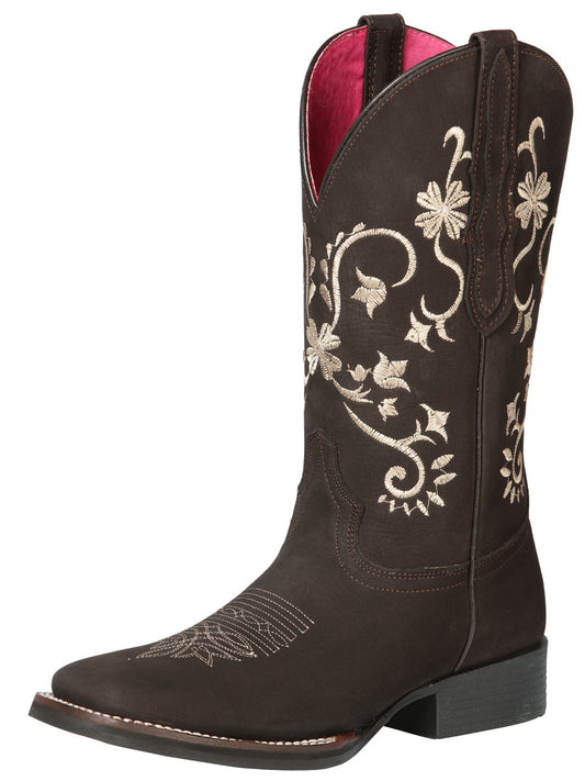 Bota Vaquera de Mujer El General Rodeo en Piel Nobuck Color Café 44642