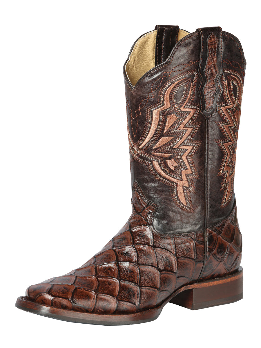 Bota Vaquera Rodeo El General Imitación Pirarucú para Hombre - Modelo 44664