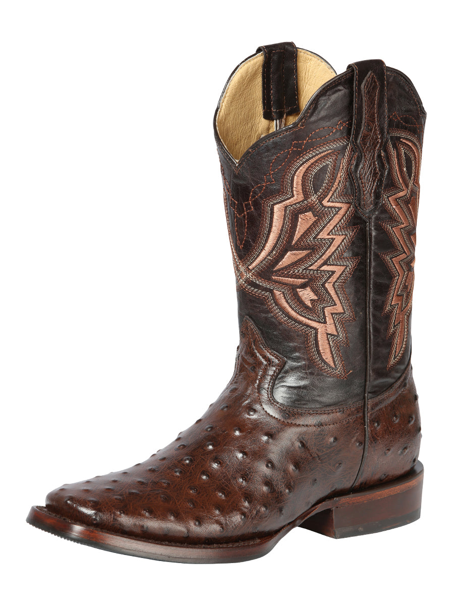 Bota Vaquera Rodeo El General Imitación Avestruz para Hombre - Modelo 44665