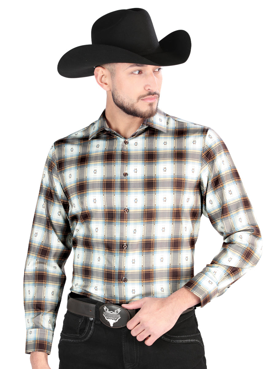 Camisa Manga Larga El General Casual Manga Larga Café/Sand