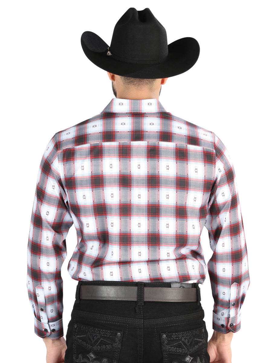 Camisa Manga Larga El General Casual Manga Larga Negro/Rojo