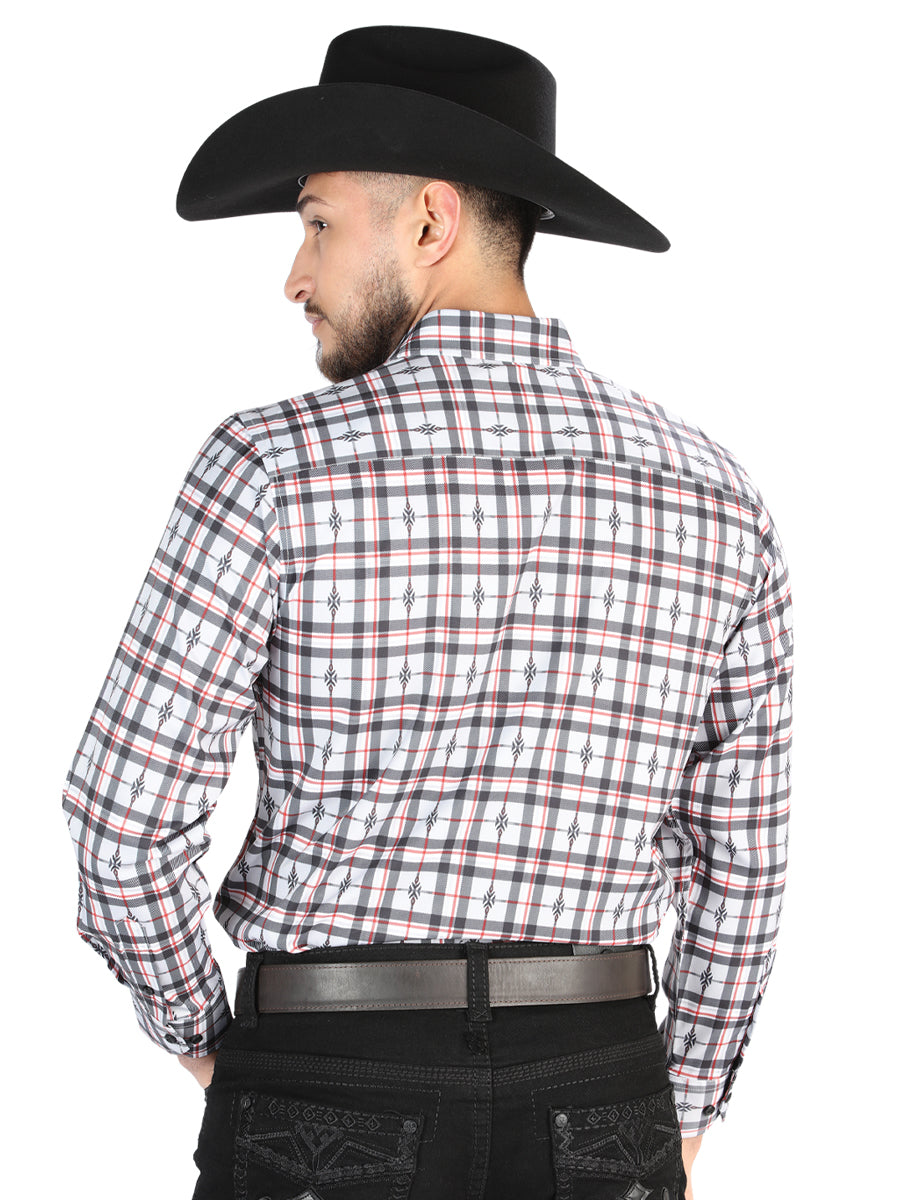 Camisa Manga Larga El General Casual Manga Larga Negro/Blanco