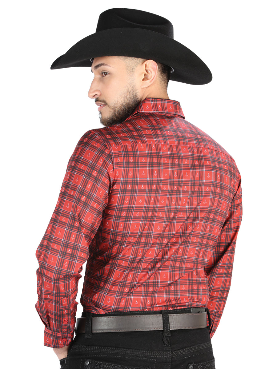 Camisa Manga Larga El General Casual Manga Larga Rojo/Negro