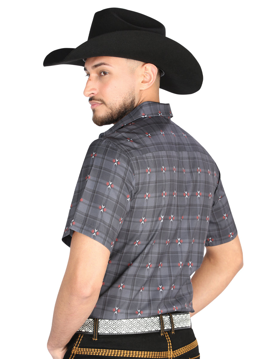 Camisa Manga Larga El General Casual Manga Larga Gris/Café