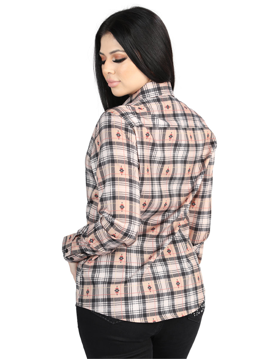 Camisa Manga Larga El General Manga Larga Beige/Negro