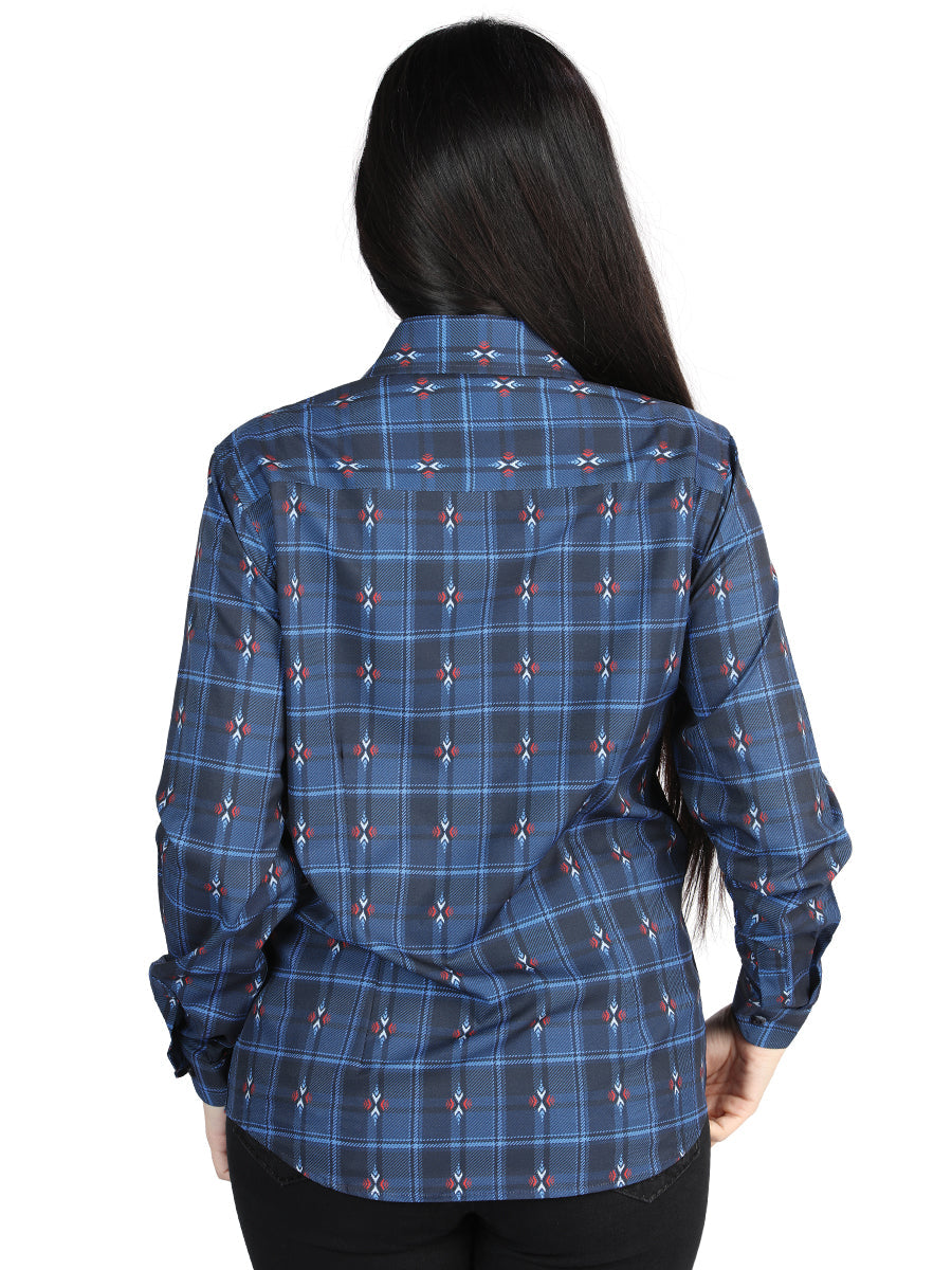 el General - Casual Long - Sleeve Camisa - Negro/azul 44721
