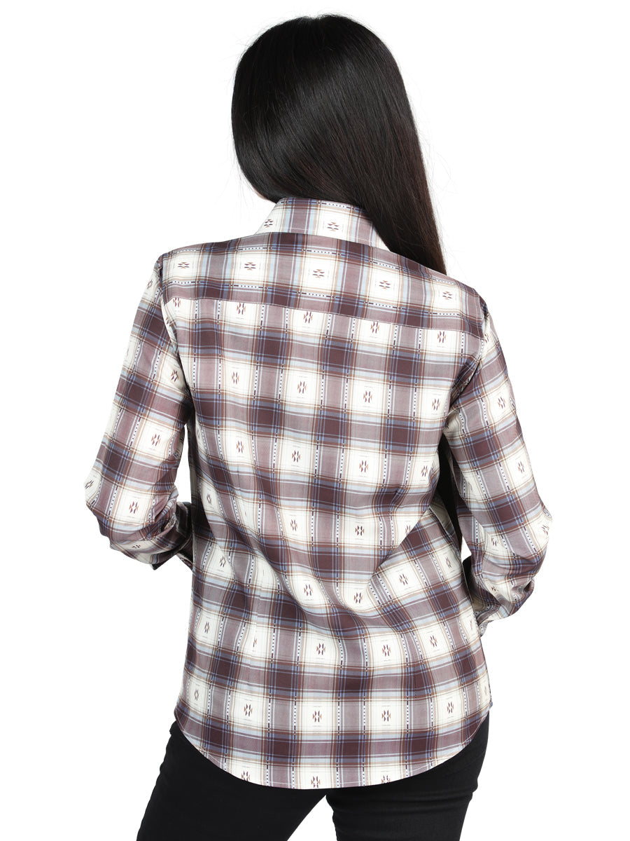 el General - Casual Long - Sleeve Camisa - Beige/burgandy 44730
