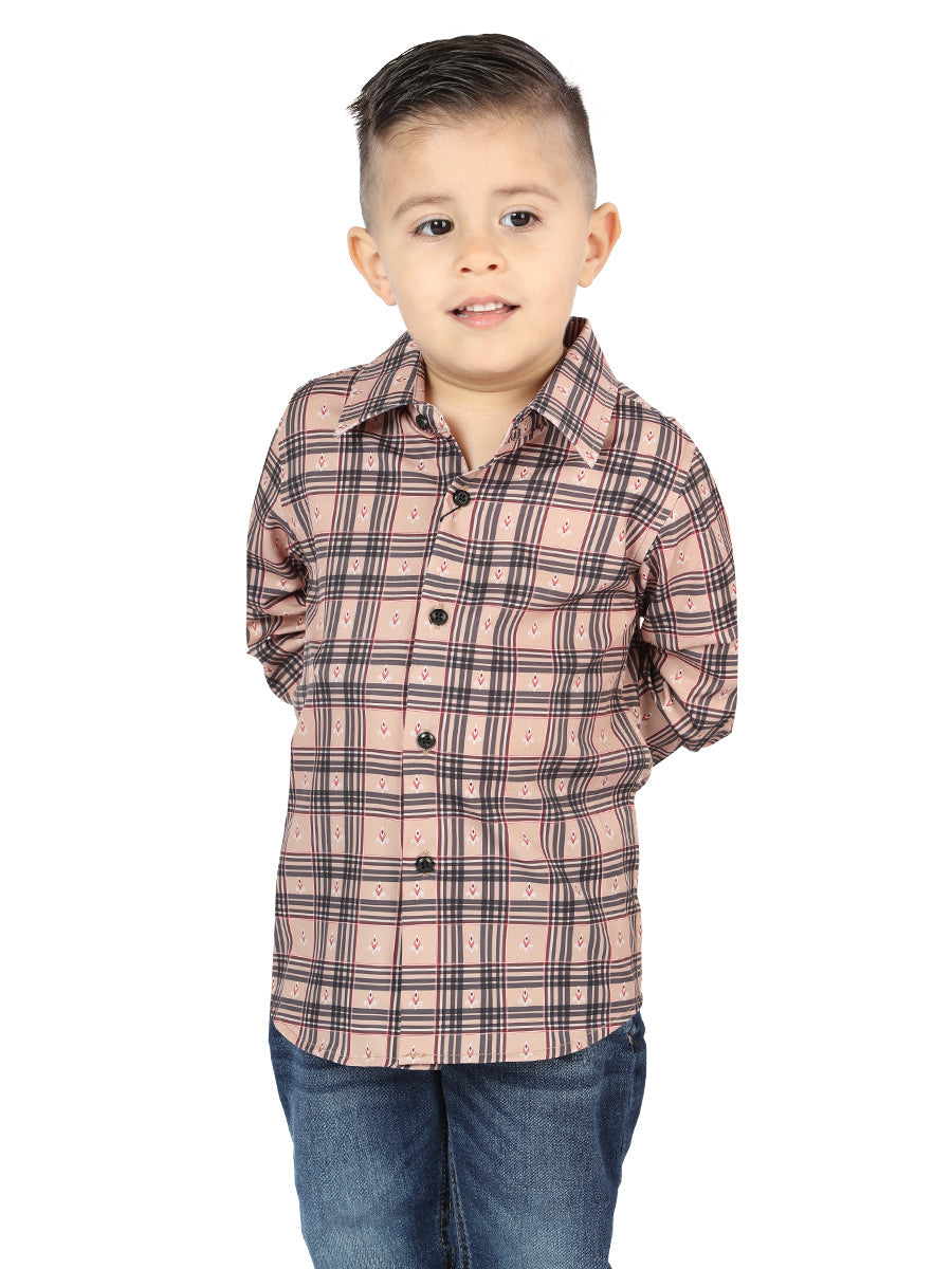 Camisa Manga Larga El General Beige/Negro Manga Larga
