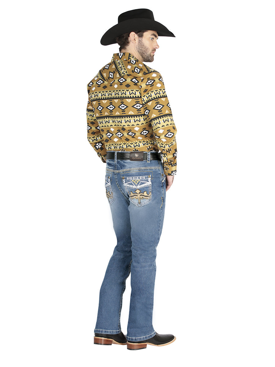 Pantalón de Mezclilla de Hombre Centenario ZD-1003 en Mezclilla Color Azul Claro 44839