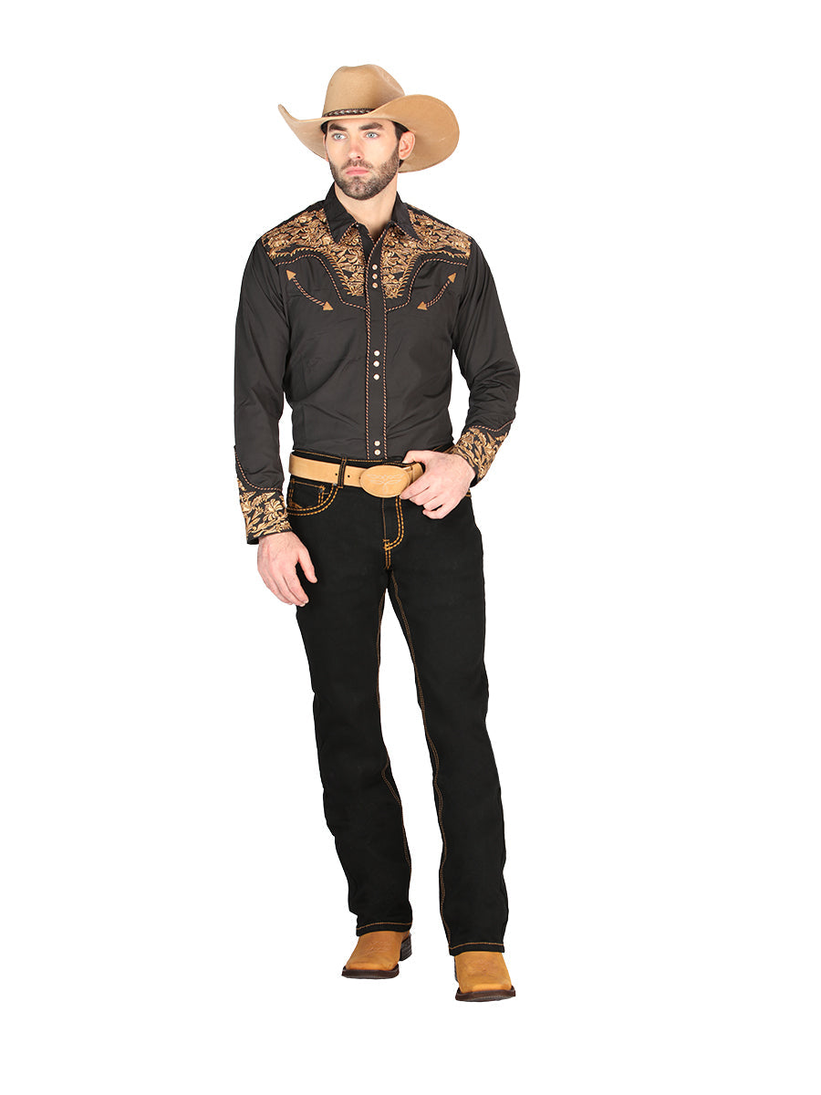 Pantalón de Mezclilla de Hombre Centenario ZD-1005 en Mezclilla Color Negro 44843