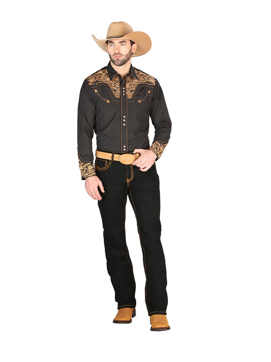 Pantalón de Mezclilla de Hombre Centenario ZD-1005 en Mezclilla Color Negro 44843