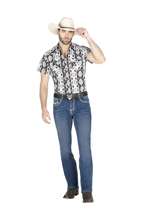 Pantalón de Mezclilla de Hombre Centenario ZD-1005 en Mezclilla Color Azul 44845