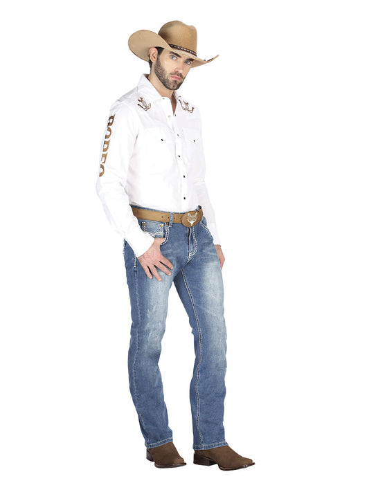 Pantalón de Mezclilla de Hombre Centenario ZD-1005 en Mezclilla Color Azul 44846