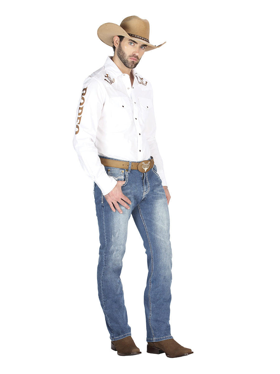Pantalón de Mezclilla de Hombre Centenario ZD-1005 en Mezclilla Color Azul 44846