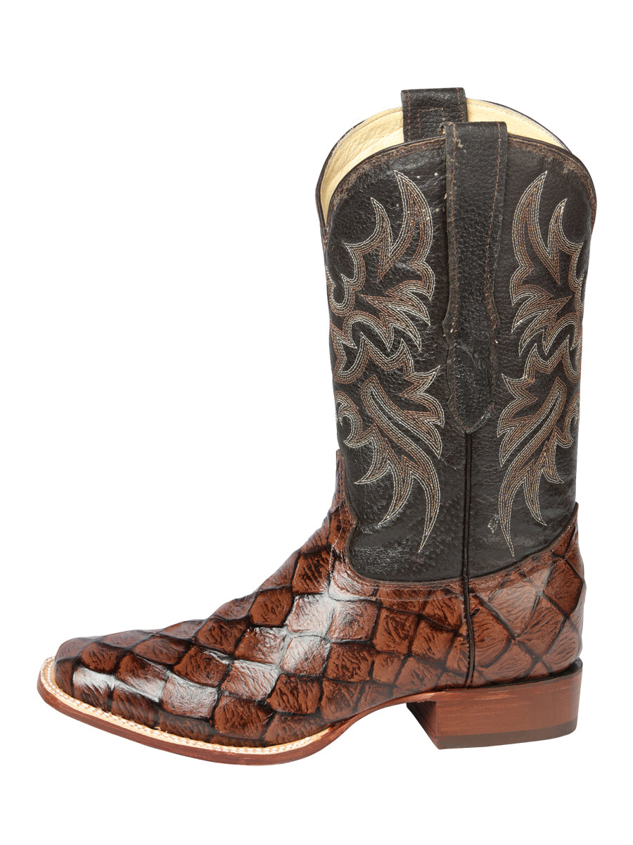 Bota Vaquera de Hombre El Señor de los Cielos Rodeo en Piel Color Café 44931