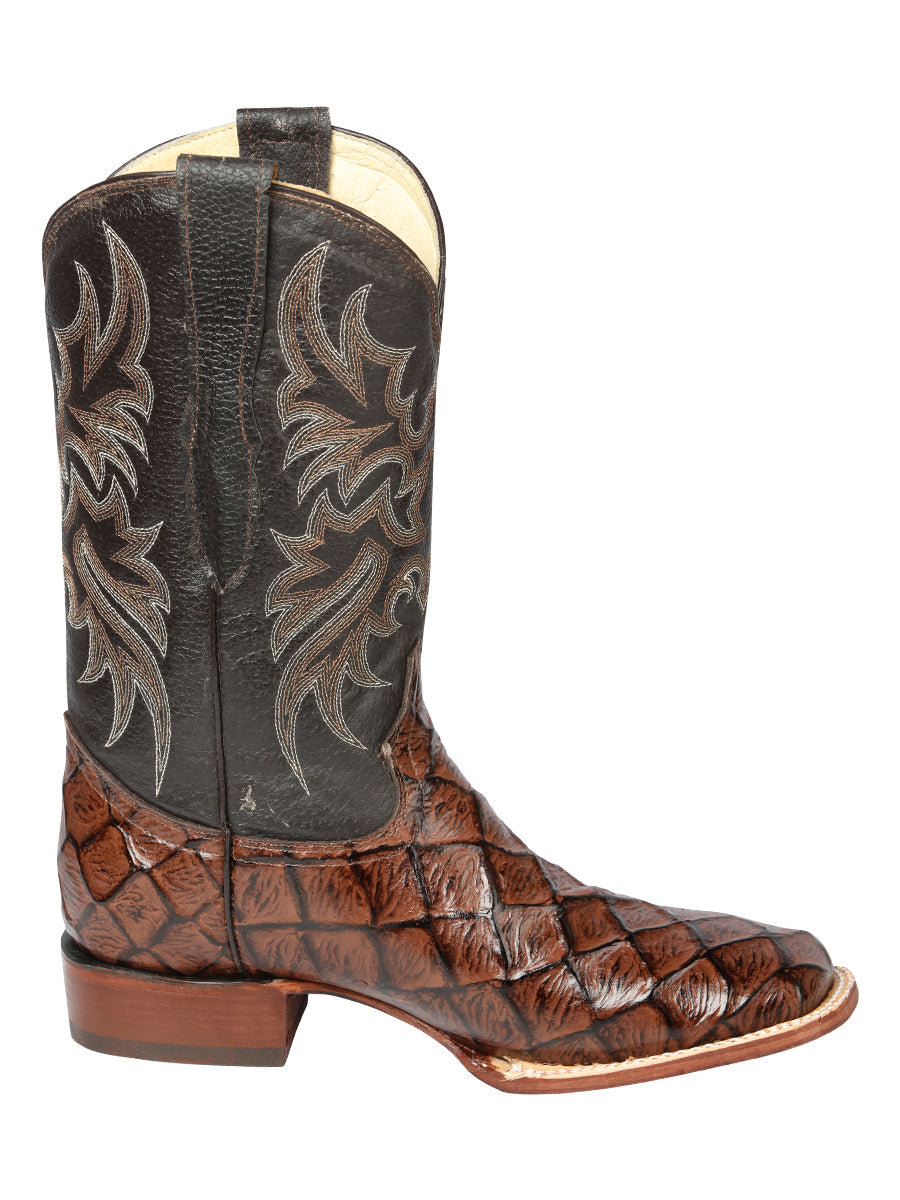 Bota Vaquera de Hombre El Señor de los Cielos Rodeo en Piel Color Café 44931