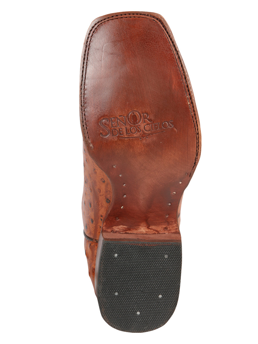 Bota Vaquera de Hombre El Señor de los Cielos Rodeo en Piel Color Cognac 44936