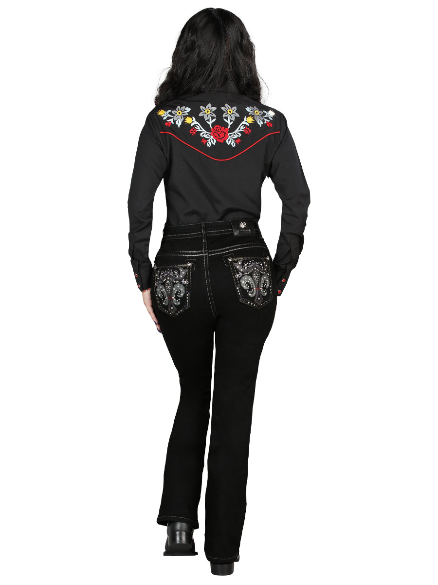 Pantalón de Mezclilla de Mujer Centenario Bootcut en Mezclilla Color Negro 45030