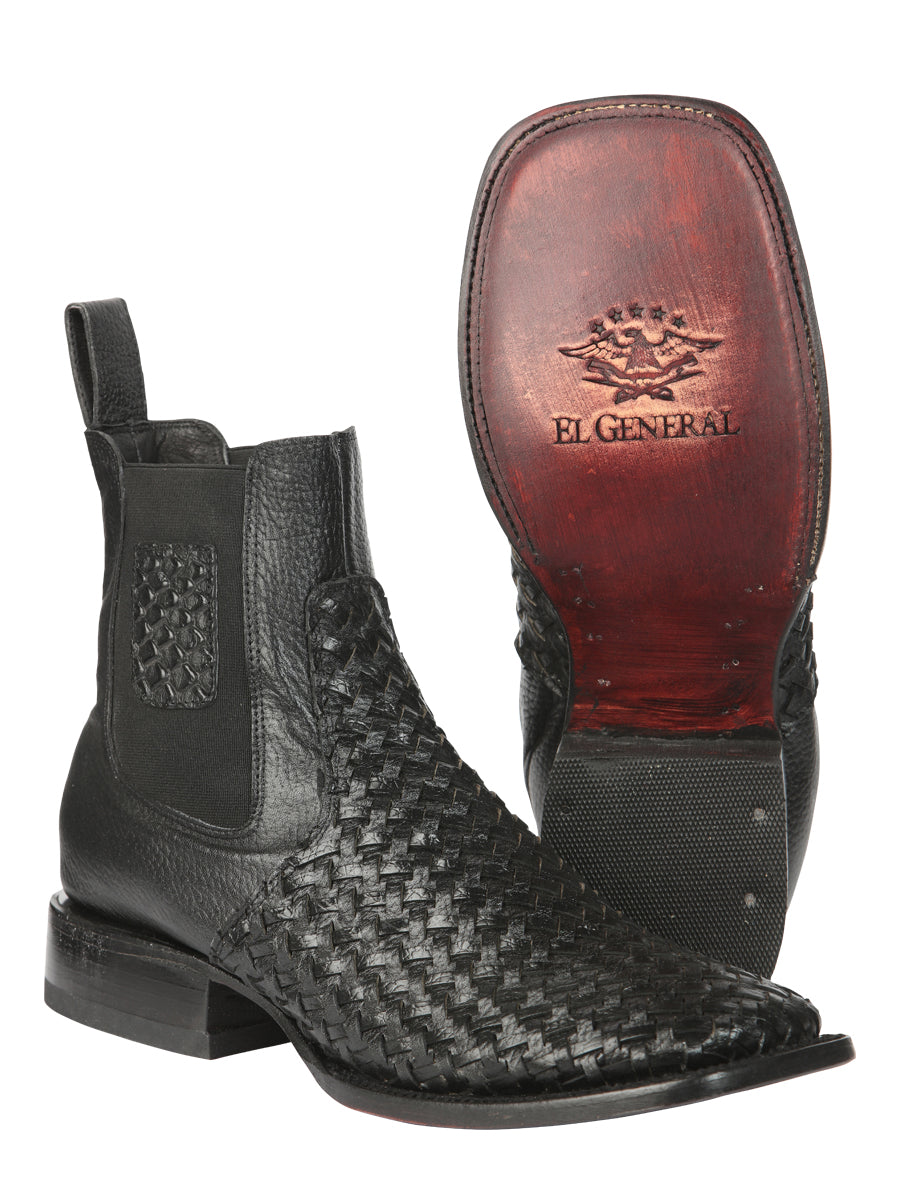 Botín Vaquero de Hombre El General Rodeo Tobillo en Tela Color Negro 45181