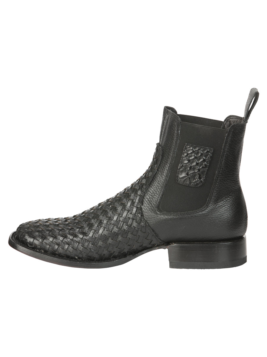 Botín Vaquero de Hombre El General Rodeo Tobillo en Tela Color Negro 45181