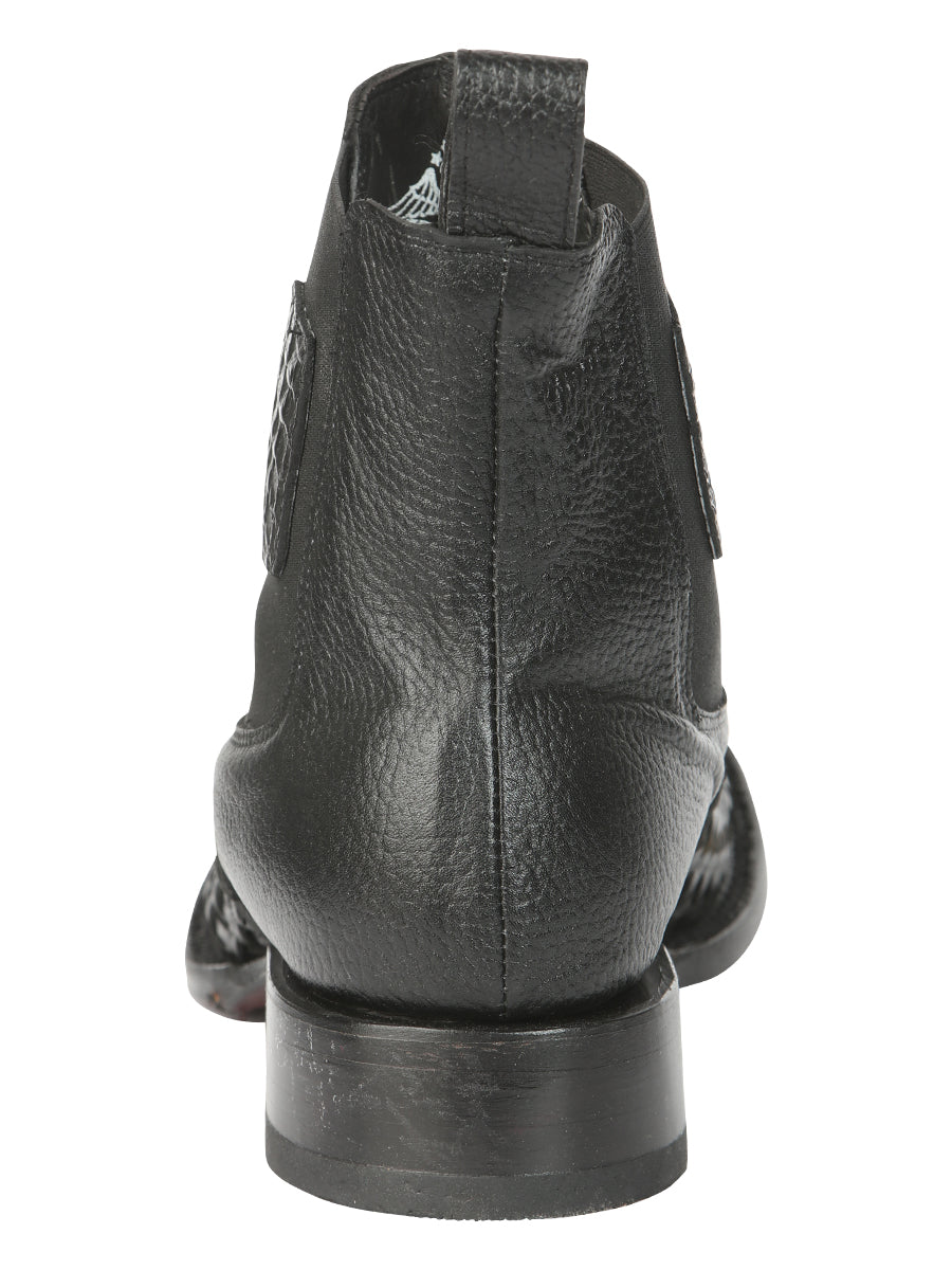 Botín Vaquero de Hombre El General Rodeo Tobillo en Tela Color Negro 45181