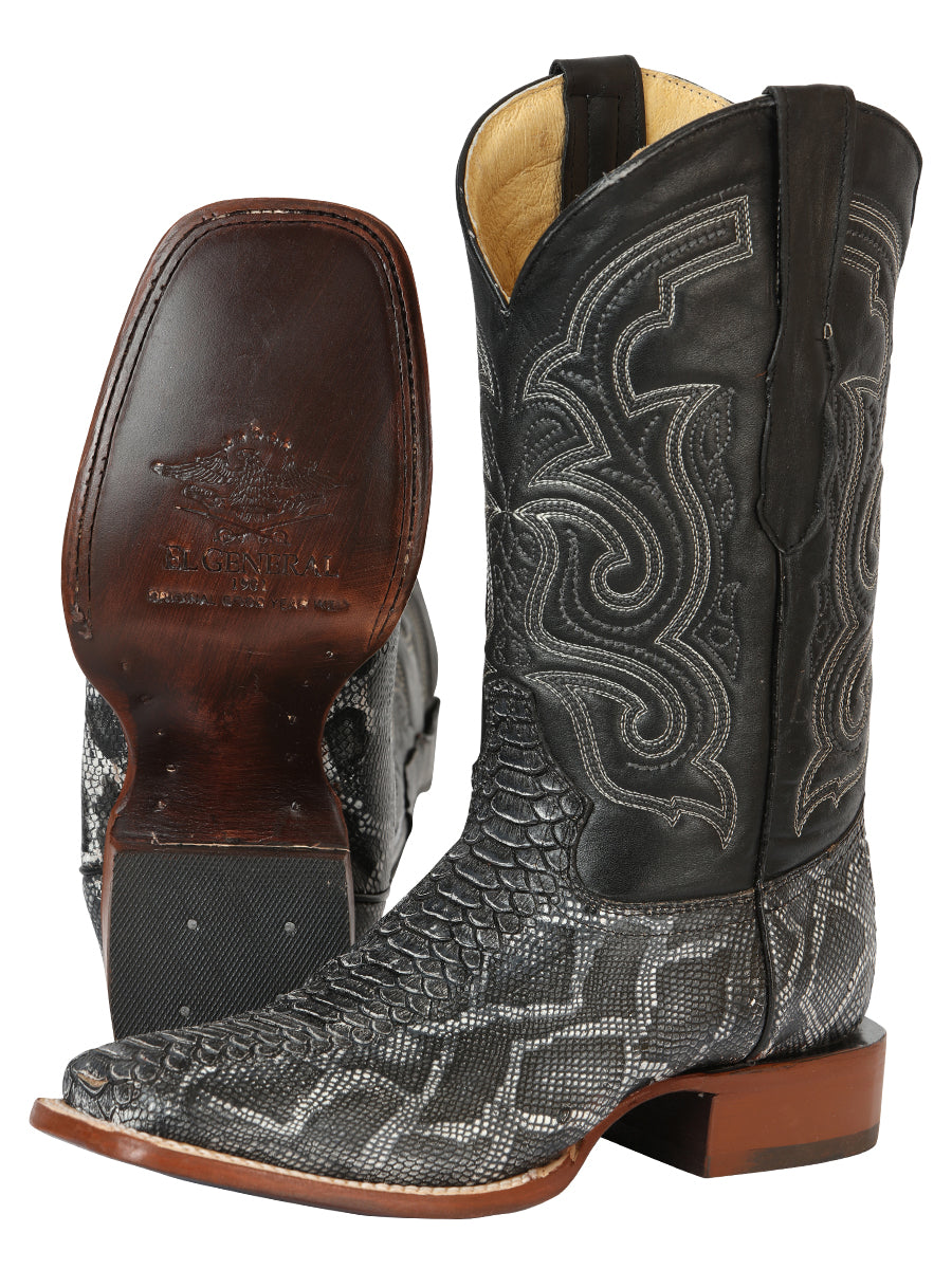 Bota Vaquera de Hombre El General Rodeo en Piel Color Gris 45432