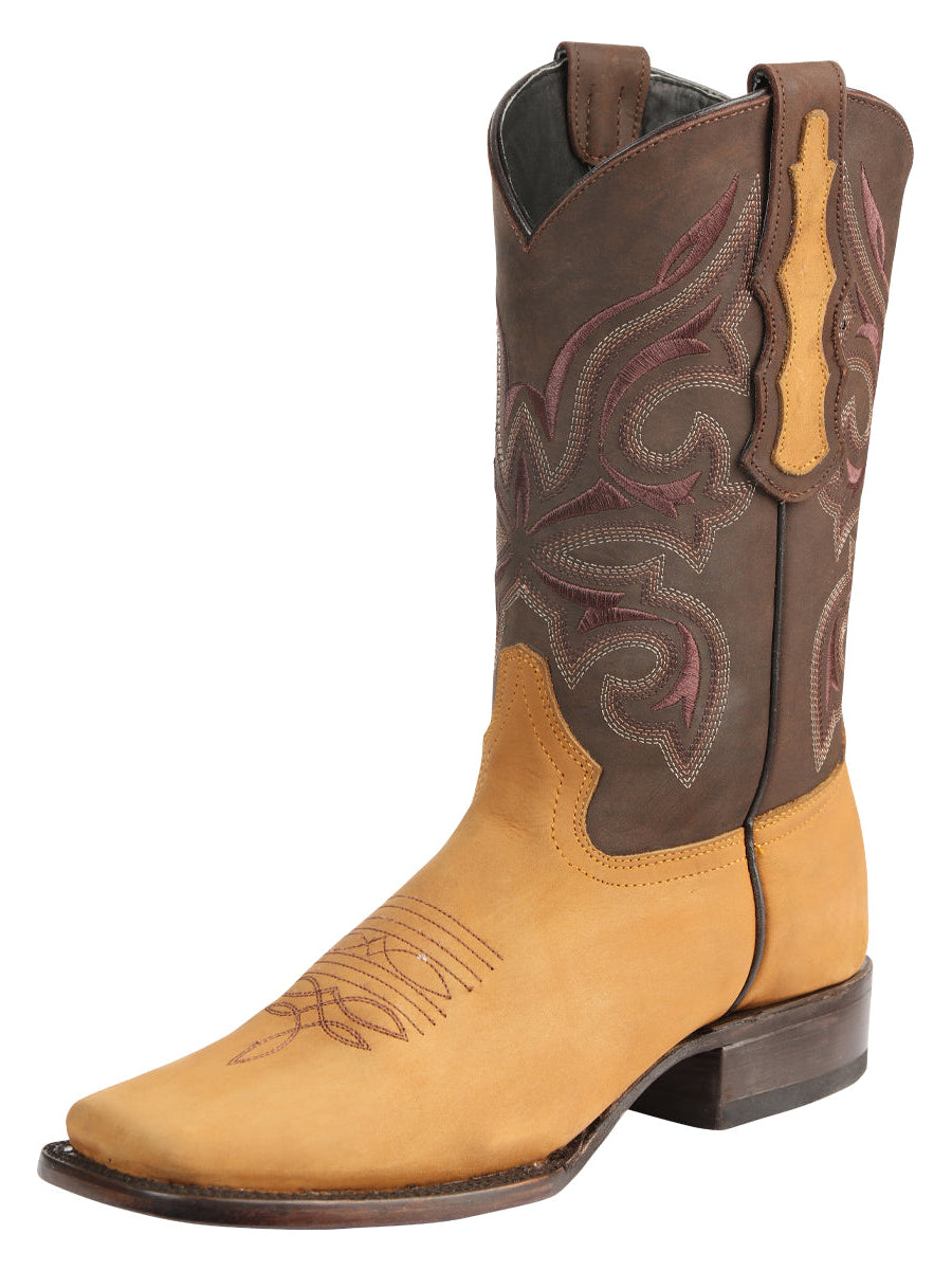 Bota Vaquera Rodeo Hombre El General Piel Crazy Bovino Papaya - Modelo 45526