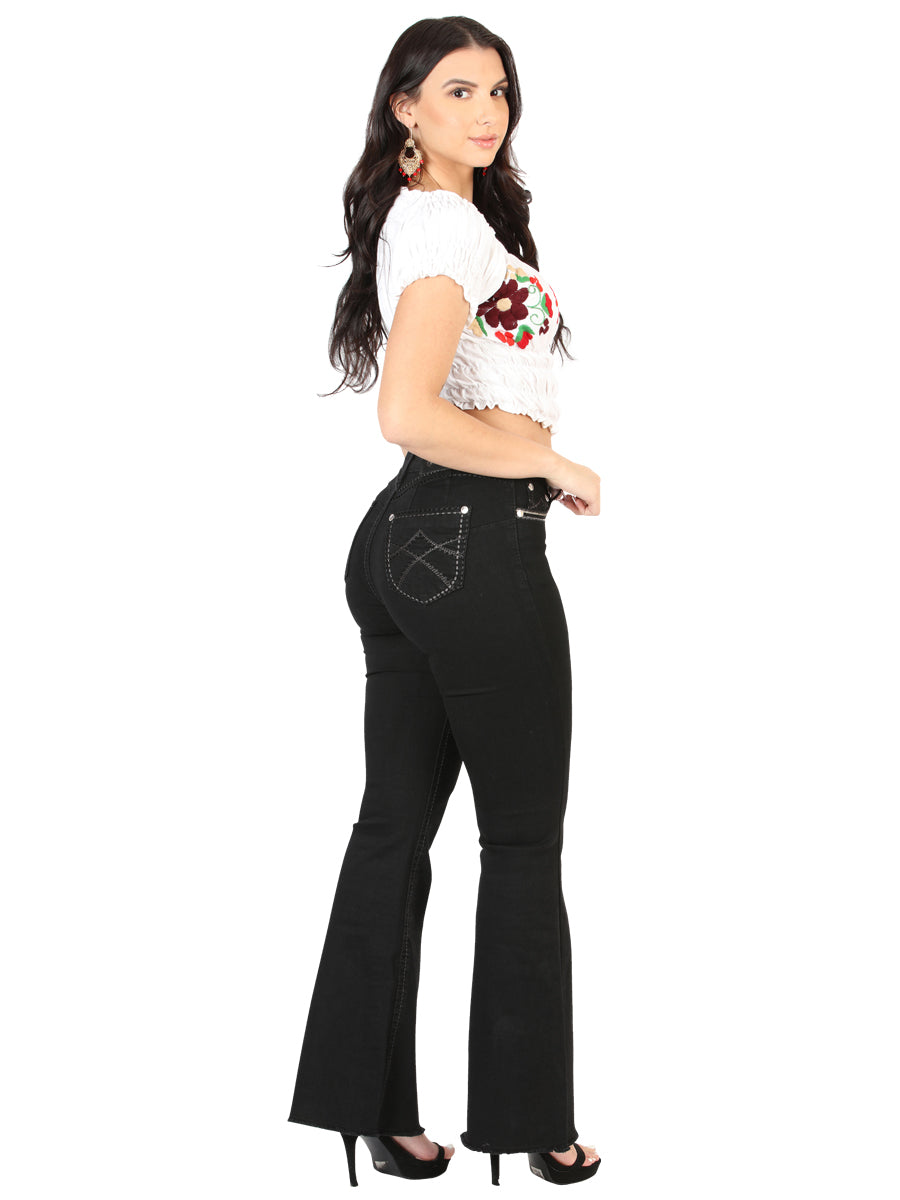 Pantalón de Mezclilla de Mujer Centenario Bootcut en Mezclilla Color Negro 45543