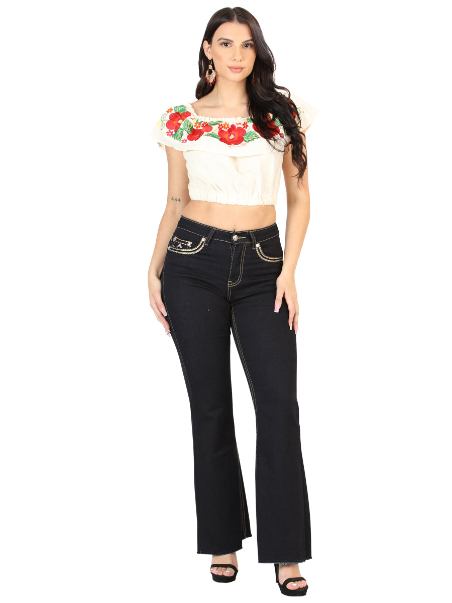 Centenario Dama Mediano Azul Bootcut Mezclilla Pantalón de Mezclilla 45544