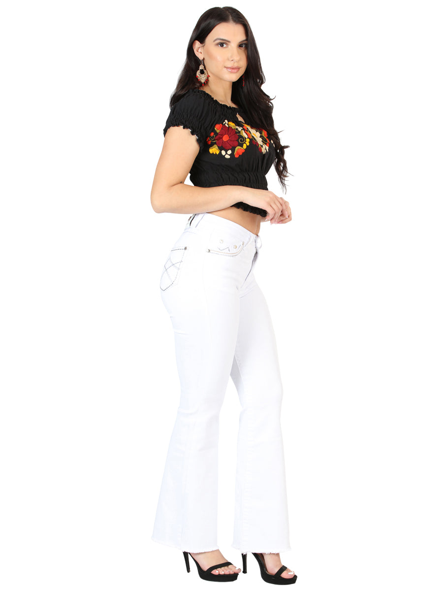 Pantalón de Mezclilla de Mujer Centenario Bootcut en Mezclilla Color Blanco 45545
