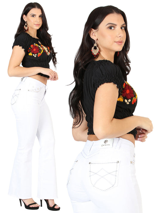Pantalón de Mezclilla de Mujer Centenario Bootcut en Mezclilla Color Blanco 45545