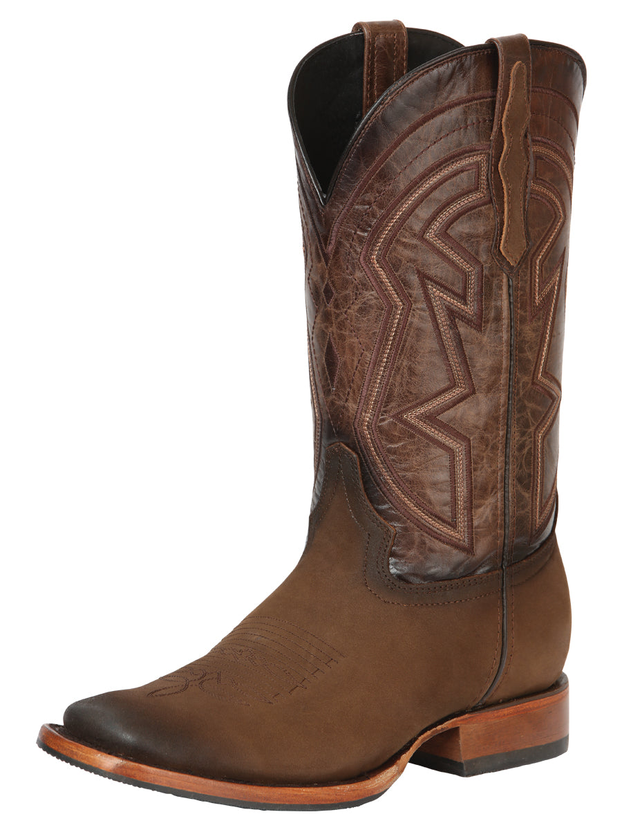 Bota Vaquera Rodeo El General Piel Nobuk para Hombre - Modelo 45568