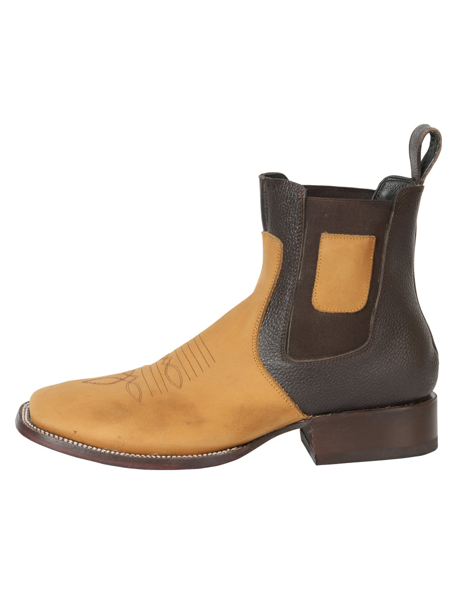 Botín Vaquero de Hombre El General Tobillo en Piel Nobuck Color Miel 45582