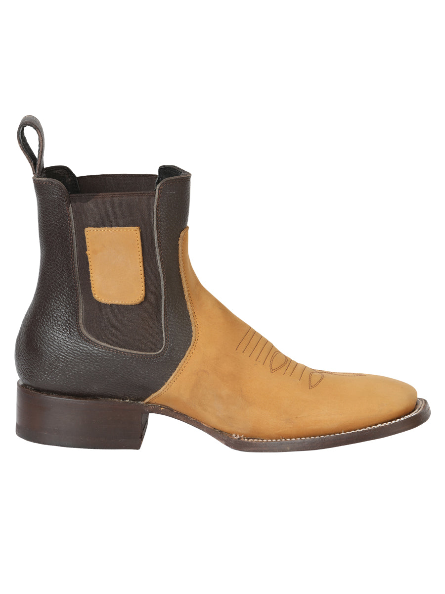 Botín Vaquero de Hombre El General Tobillo en Piel Nobuck Color Miel 45582
