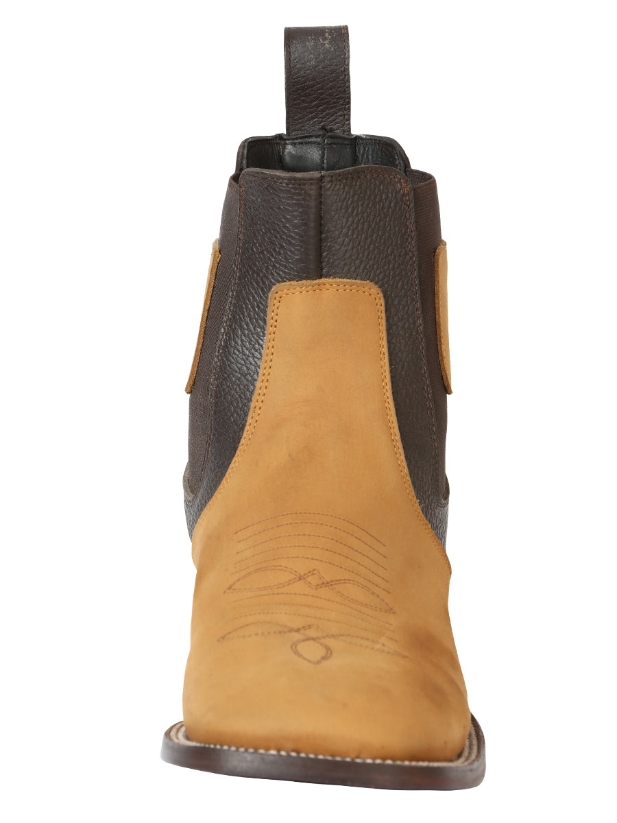 Botín Vaquero de Hombre El General Tobillo en Piel Nobuck Color Miel 45582