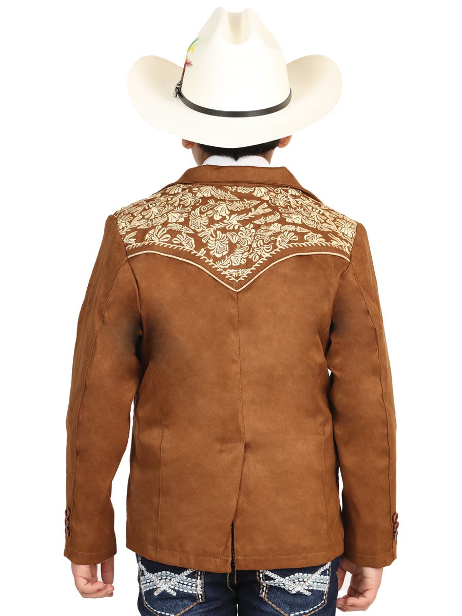 El General Niños' Gamuza Vaquero Bordado Blazer - Beige Bordada Color Beige 45658