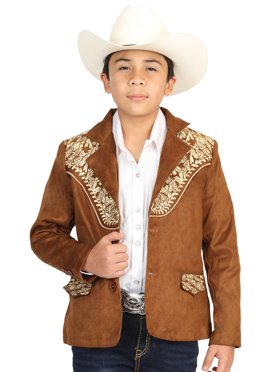 El General Niños' Gamuza Vaquero Bordado Blazer - Beige Bordada Color Beige 45658