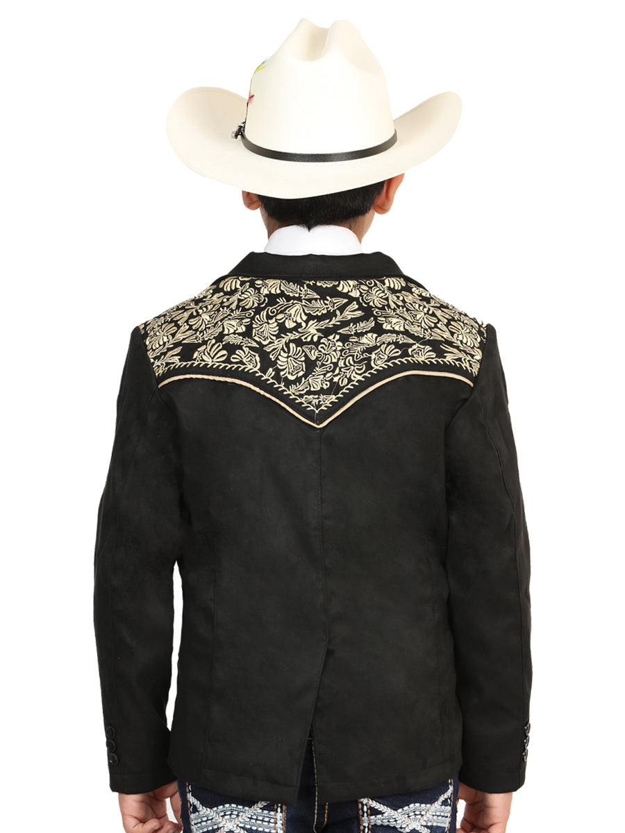 El General Niños' Gamuza Vaquero Bordado Blazer - Negro Bordada Color Negro 45659