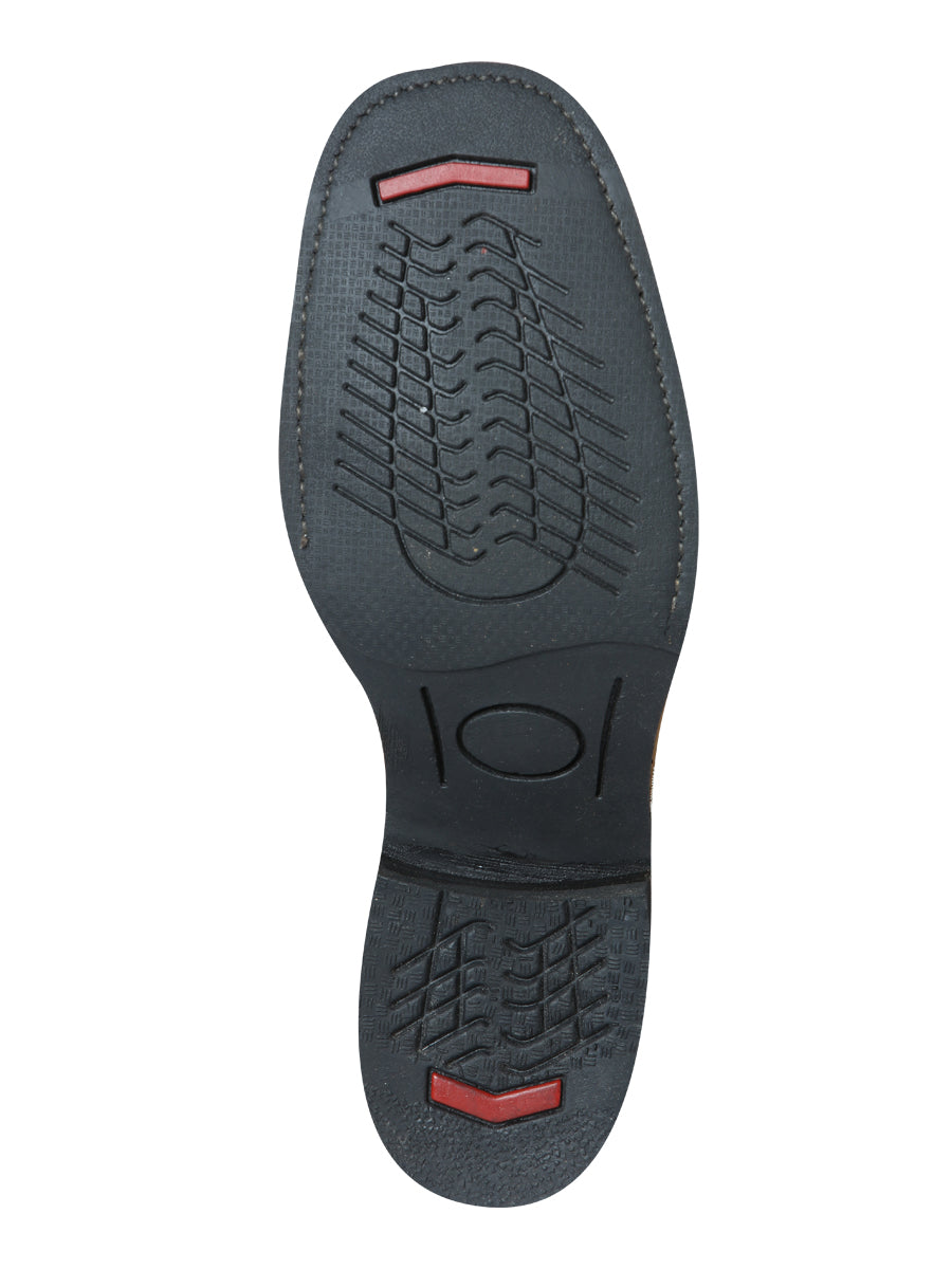 Bota Vaquera de Hombre El General Bordada Rodeo en Piel Nobuck Color Miel 51111