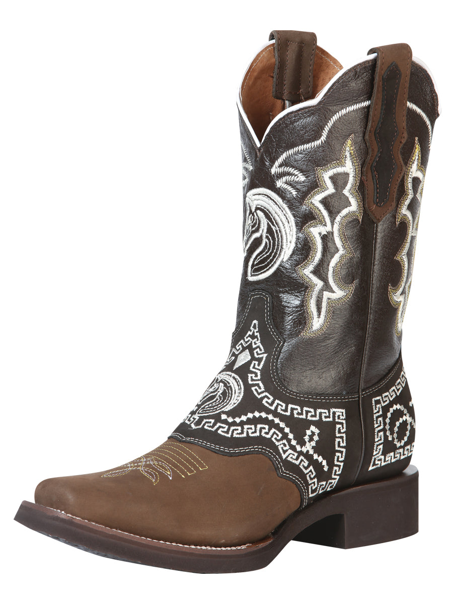 Bota Vaquera Rodeo El General Piel Nobuk para Hombre - Modelo 51117