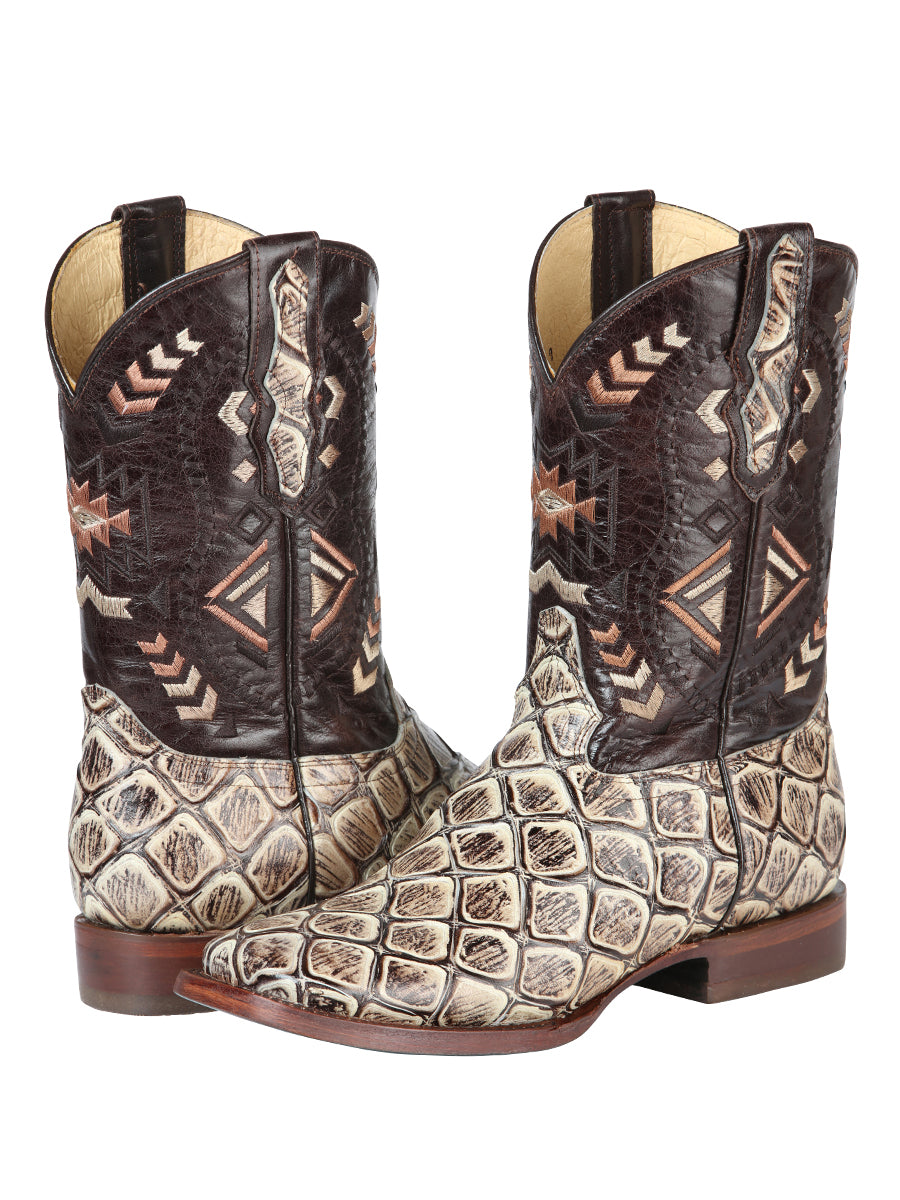 Bota Vaquera de Hombre El General Cab-imit-3-5 Rodeo en Piel Bovino Color Vino 51244