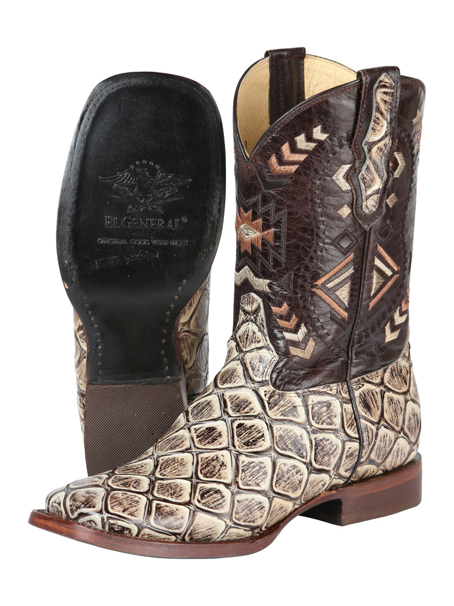 Bota Vaquera de Hombre El General Cab-imit-3-5 Rodeo en Piel Bovino Color Vino 51244