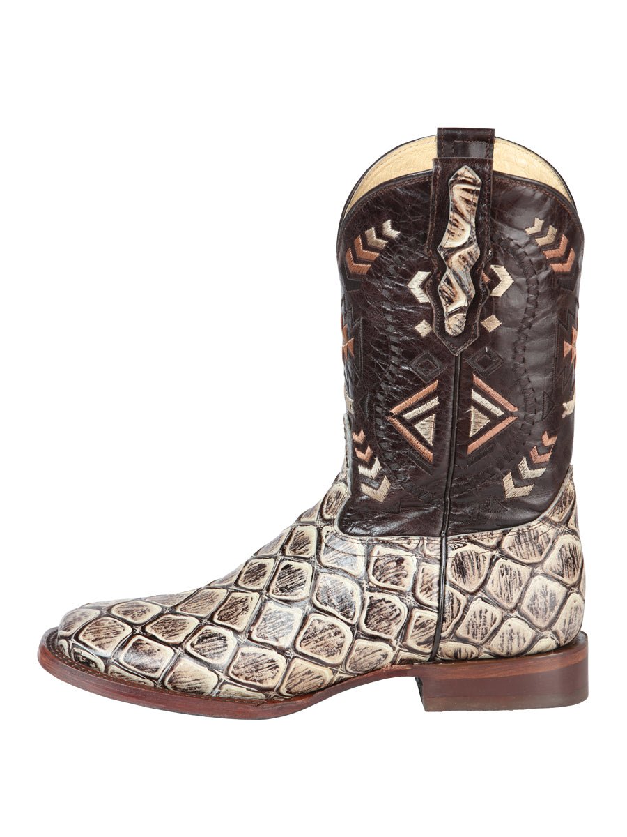 Bota Vaquera de Hombre El General Cab-imit-3-5 Rodeo en Piel Bovino Color Vino 51244