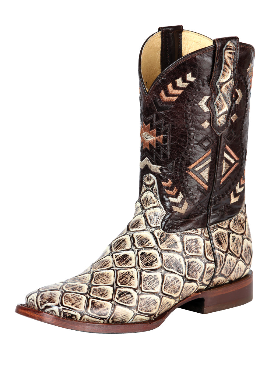 Bota Vaquera Rodeo El General para Hombre - Vino - Modelo 51244