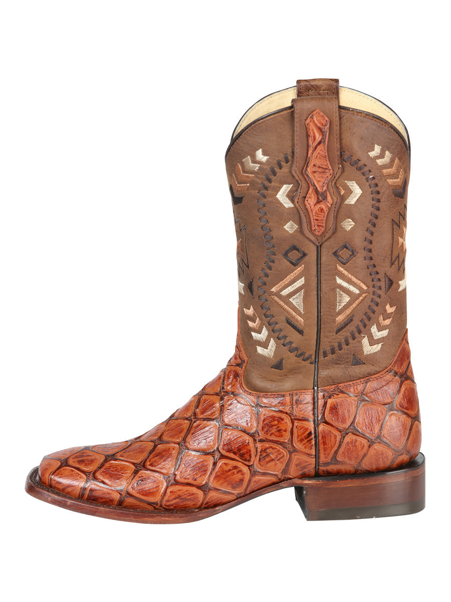 Bota Vaquera de Hombre El General Cab-imit-3-3 Rodeo en Piel Bovino Color Vino 51245