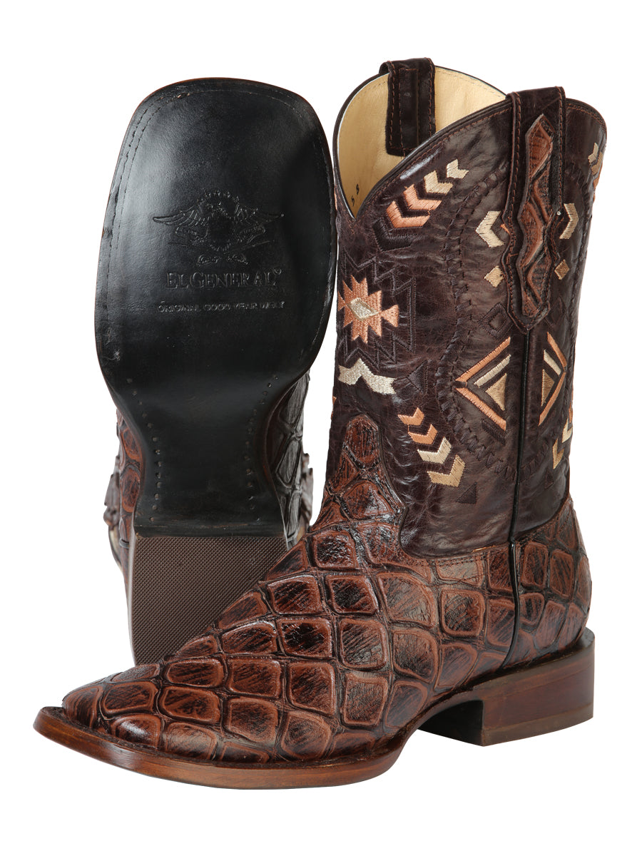 Bota Vaquera de Hombre El General Cab-imit-3-1 Rodeo en Piel Bovino Color Vino 51246