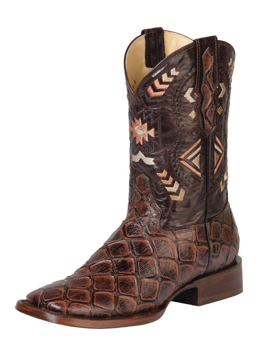 Bota Vaquera Rodeo El General Imitación Pirarucú para Hombre - Modelo 51246