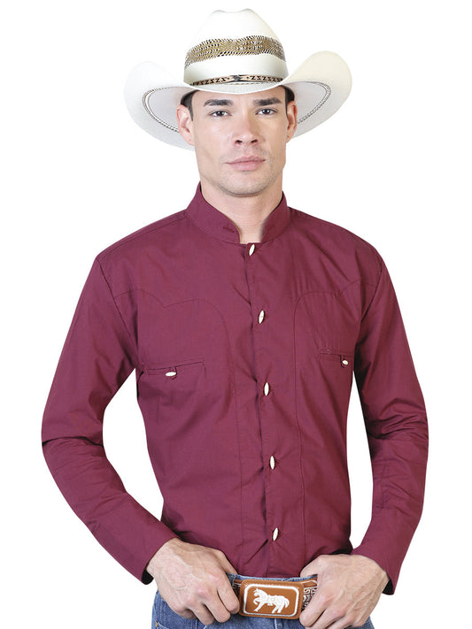 Camisa Vaquera de Mujer El Señor de los Cielos Manga Larga en 65% Poliéster 35% Algodón Color Vino 124909