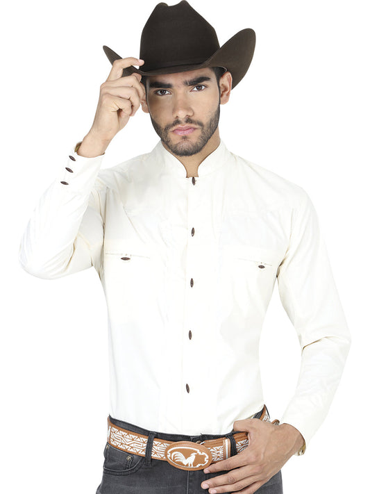 Camisa Vaquera de Mujer El Señor de los Cielos Manga Larga en 65% Poliéster 35% Algodón Color Beige 124910